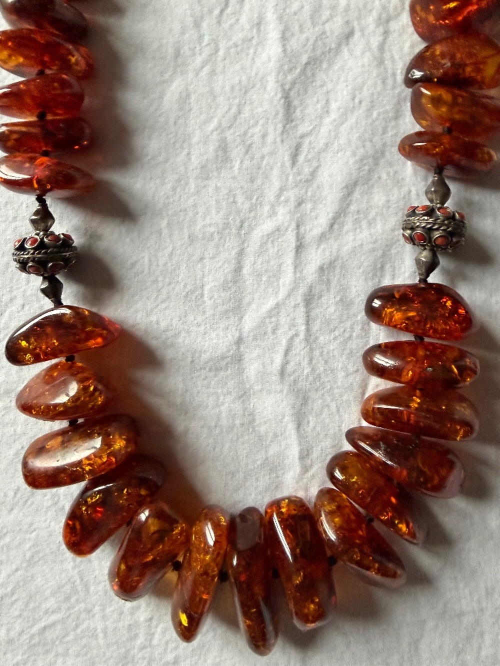 Vintage Baltic Amber Nugget Necklace Beaded Statement Approx 32"